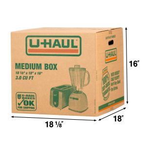 carboard box with 18 x 18 x 16 dimensions